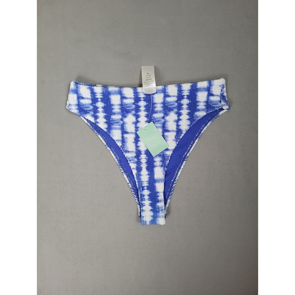 FULL TILT Womens Tie Dye Textured High Waisted Bikini Swimsuit Bottoms XSMALL